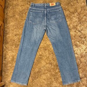 Y2K Mecca DNM Baggy Jeans Medium Wash Embroidered M Pocket Skater 34